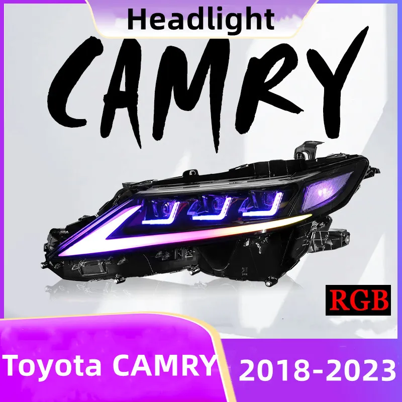 Autoscheinwerfer für Toyota Camry 20 18–2023, RGB-LED-Scheinwerfer, Montage, DRL-Blinker-Frontlampen, Plug-and-Play