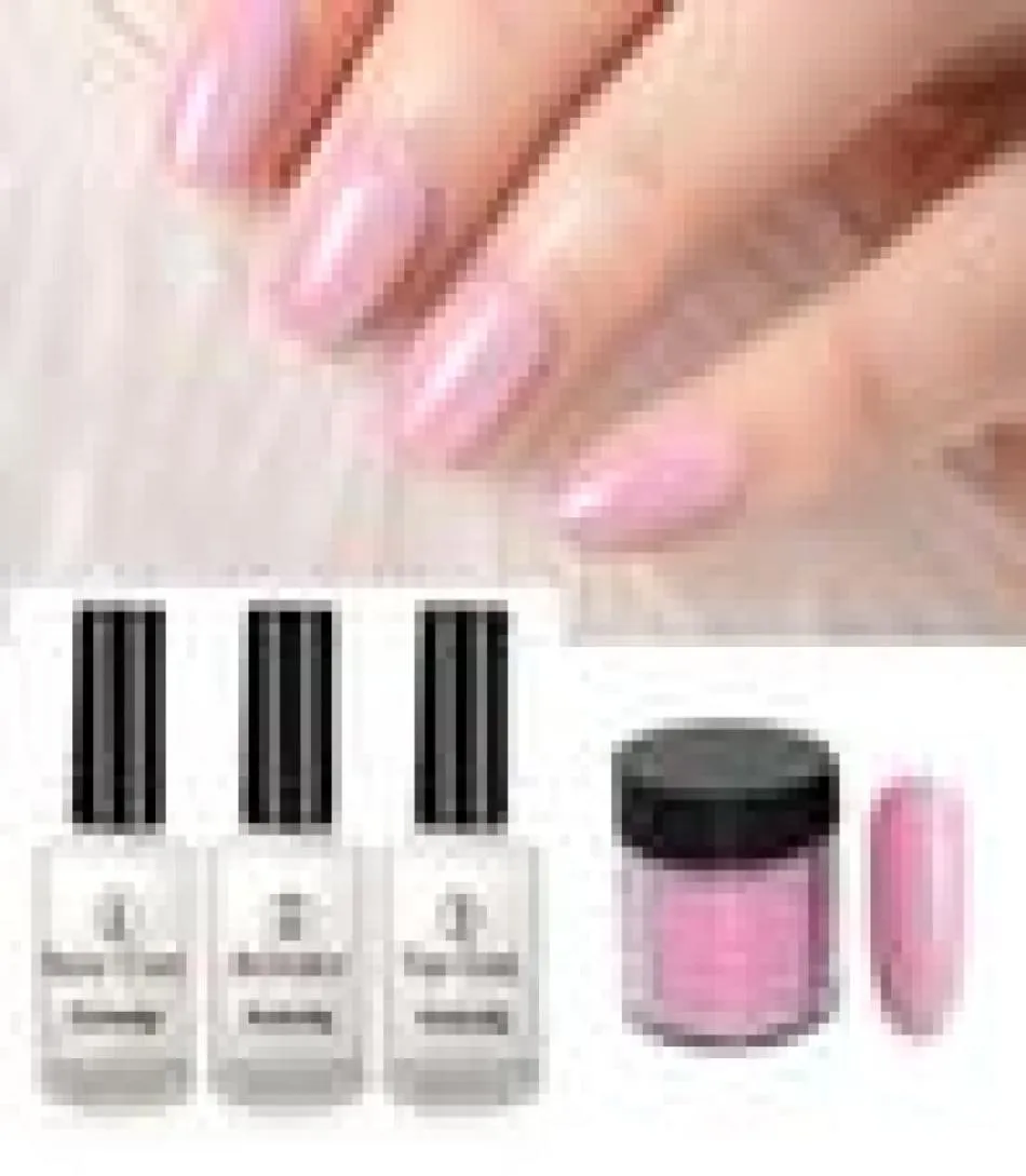 4 in 1 Bright Nude Pink Colors Dipping Tool Kits Set 10gBox 16ml Base Top Coat Activator Dip Powders Nails Color3405947