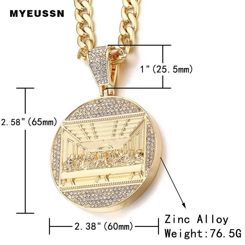 Laatste Avondmaal Hanger Grote Jezus Iced Out Bling Zirkoon Goud kleur Bedelketting Mode Voor Mannen Vaderdag Cadeau Hip Hop Jewel216V