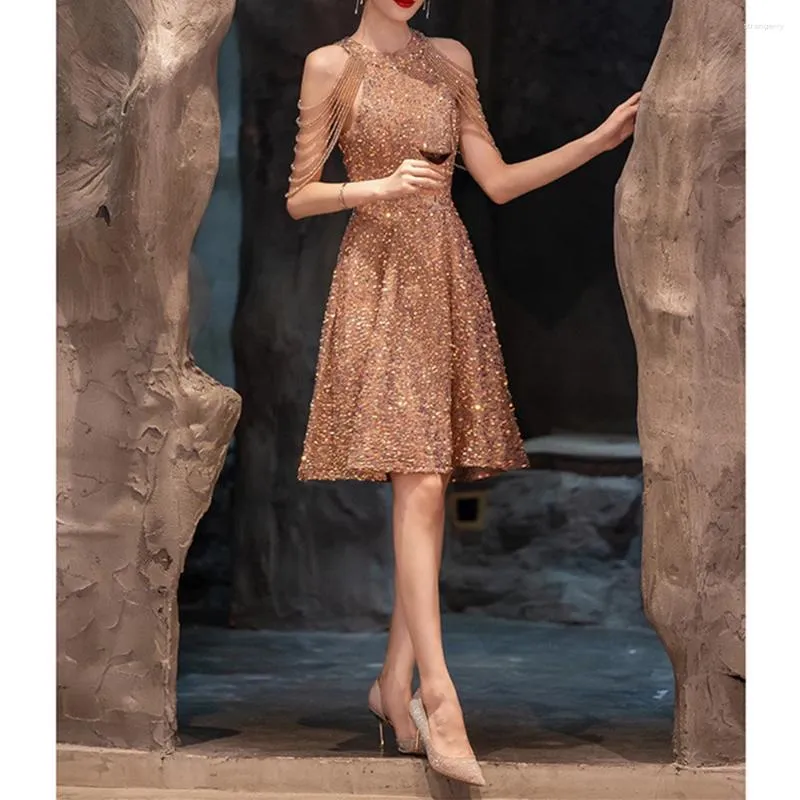 Golden Sequin Knee-Length Party Dress with Hooded Collar and Flutter  Sleeves for Winter Prom from Dhgate Urban Sexy Dresses - price 74.65