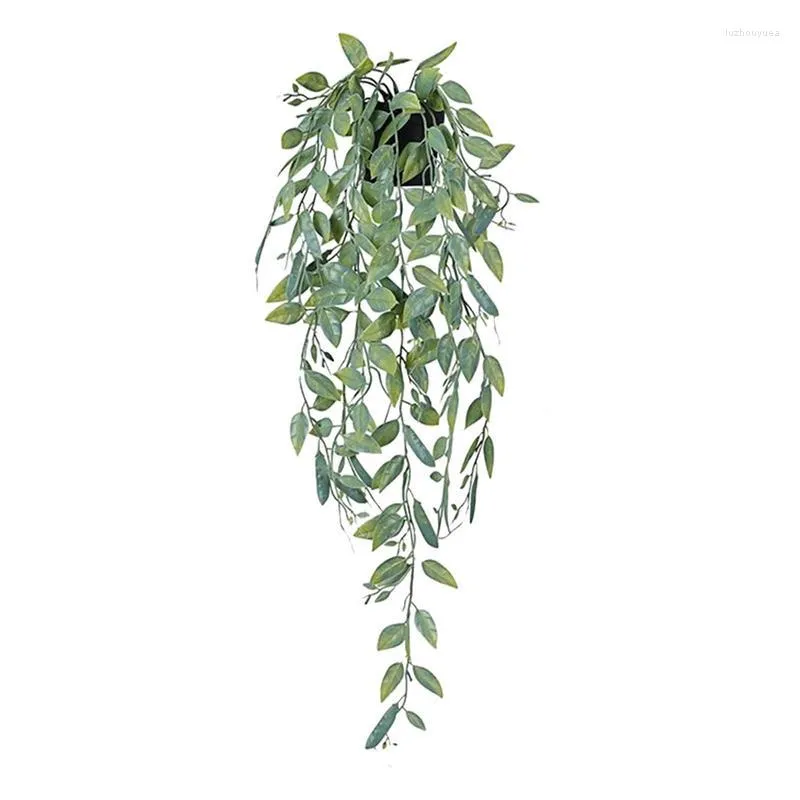 Decorative Flowers Artificial Hanging Plants Fake Dutch Bean Vine Shelf Potted Decor Faux For Indoor Outdoor