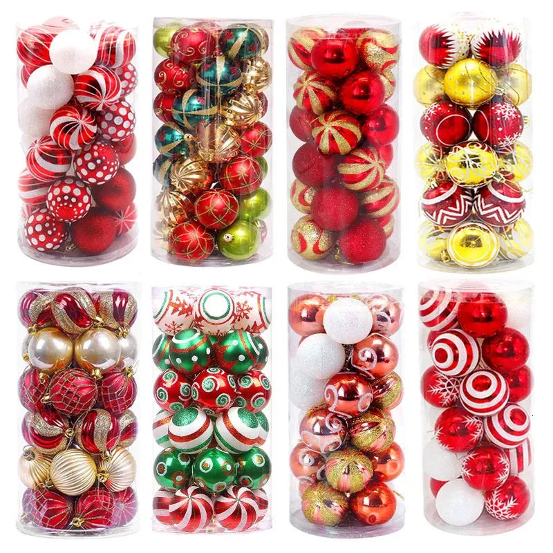 Other Event Party Supplies Christmas Pine Tree Ornament 6cm Christmas Tree Hanging Ball Pendant Red Green Gold Ball Ornaments Year Decoration 231102