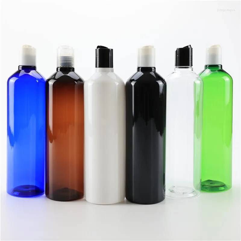 Bottiglie di stoccaggio Arrivo 500ML X 10 Bottiglia di plastica trasparente bianca nera con tappo superiore a disco Contenitore vuoto per imballaggio di shampoo cosmetico