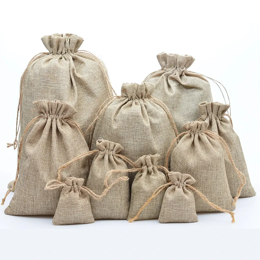 Present Wrap Natural Jute Drawstring Påsar Stylish Hessian Burlap Wedding Favor Holder Present Påse Pouch For Coffee Bean Candy 231102