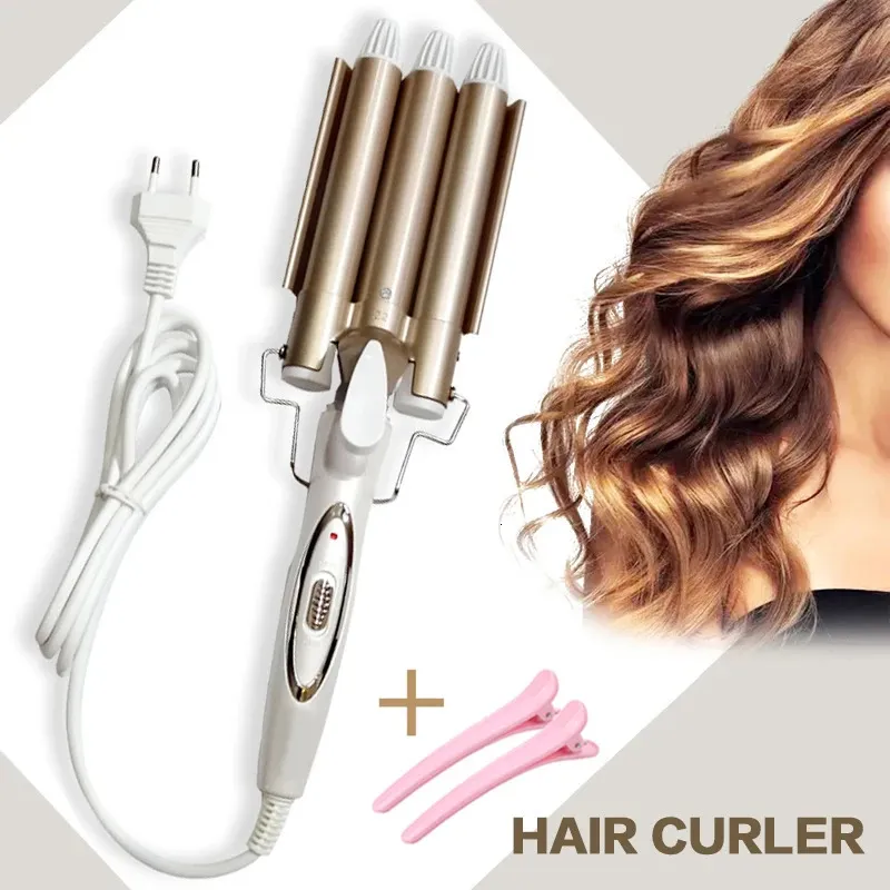 Curling Irons Irons أدوات تصفيف العناية بالشعر المحترفة السيراميك ثلاثية برميل تصفيف الشعر بيرلر ويفر 231101