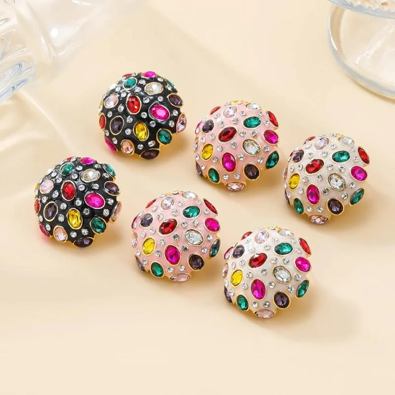 Studörhängen Trend Metal Multicolor Rhinestone Round Birthday Party Creative Jewelry Women's Simple Mode Accessories