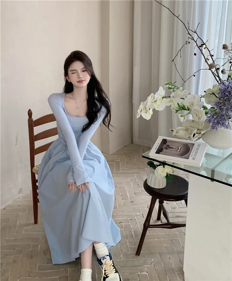 Long Sleeve Maxi Shirt Dress Womens Square Collar... From  Beautyshopping888, $26.38 In Bulk | DHgate.Com