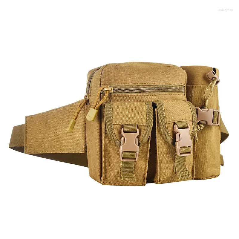 Duffelväskor Taktiskt Fanny Pack Male Canvas Outdoor Sports Militärfläkt Multifunktionell mobiltelefonpåse Luya Kettle