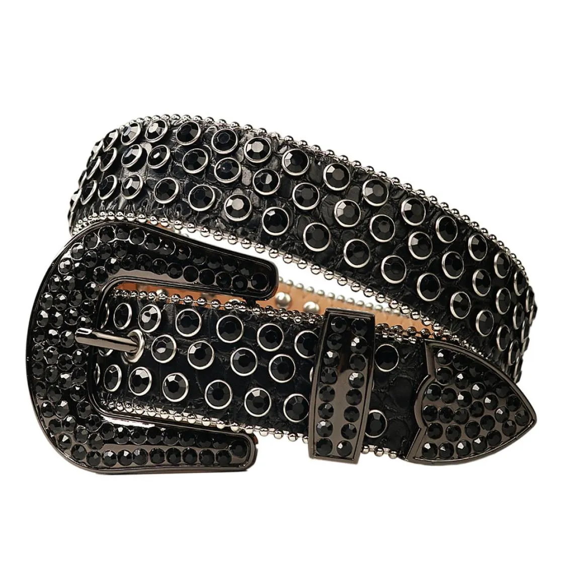 Ceinture en strass occidentale Vintage, boucle amovible, Cowboy, Cowgirl, cuir scintillant, clouté en cristal, pour femmes et hommes, 3390079