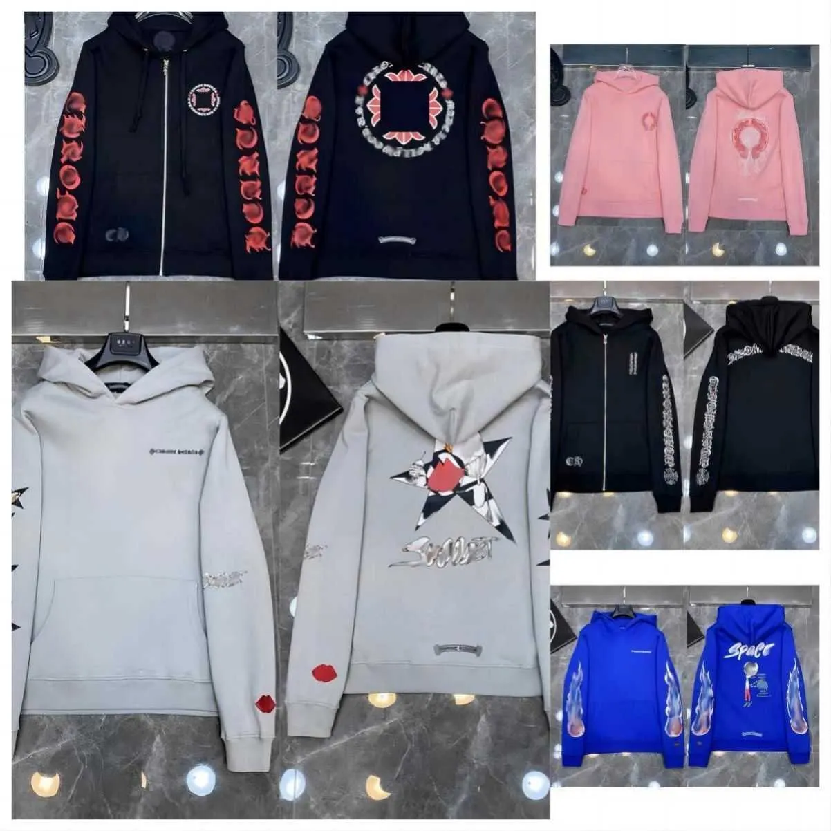 Sudaderas con capucha para hombre Sudaderas Diseñador Hombre Chrome Invierno Corazón Sudadera con capucha Chaqueta de manga larga Abrigo suelto Sudadera con capucha Hombres Mujer Hip Hop Chromees Corazones wew1