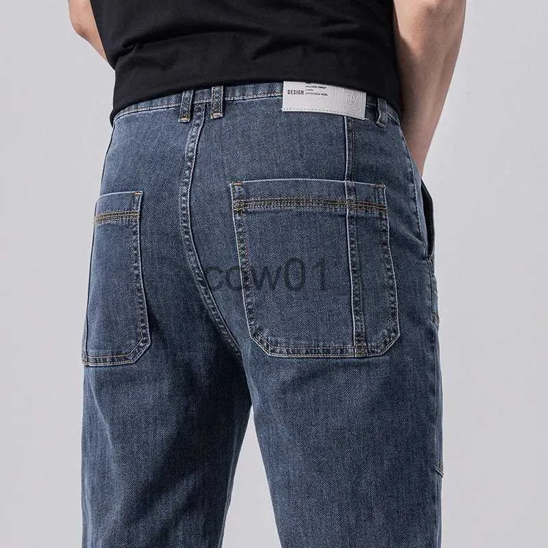 Männer Hosen 2023 Neue Frühling Herbst männer Jeans Vintage Blau Einfarbig Elastische Klassische Jeans Männer Slim Mode Denim hosen Männlich 28-38 J231102