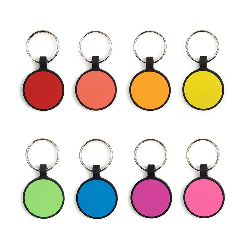 Round Dog Tags Keyring Food Grade Silicone Pet Tag DIY Cat And Dog ID Card Keychain
