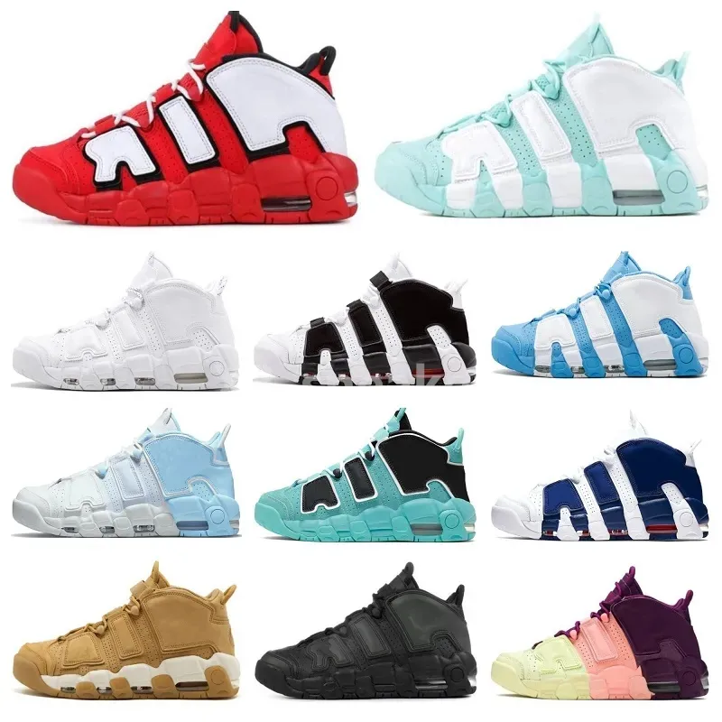 96 المزيد من الرجال نساء أحذية كرة السلة Uptempos Scottie Tri-Color Pippens Total Orange White Sunset Black Bulls Pack University Blue Volt