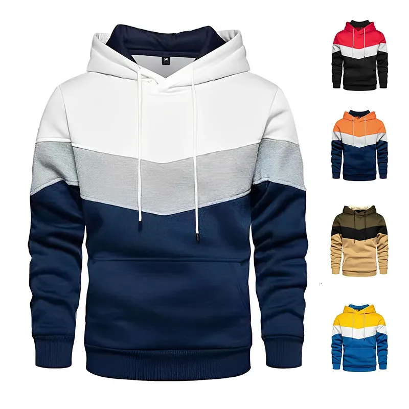 Mens Hoodies Sweatshirts Erkek Patchwork kapüşonlu açık spor giyim sokak moda erkek polar termal kapüşonlu sweatshirt sonbahar kış siyah 231102