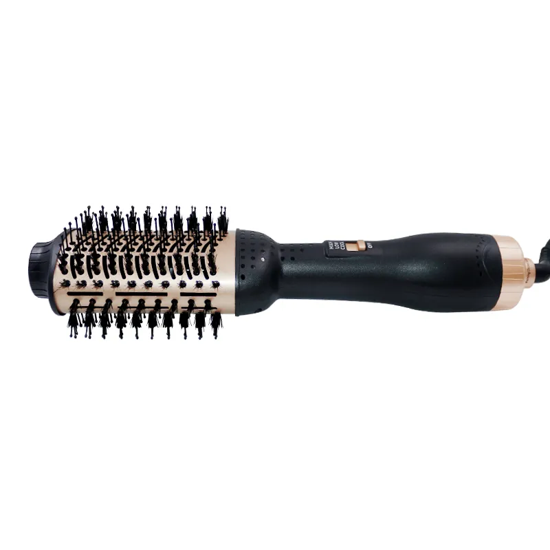 New 3 In 1 Hot Hair Brushes Gold Hot Air Cool Air Brush Comb Hair Curler Hair Dryer 360 Rotation Multifunction Hair Straightner Curling Iron