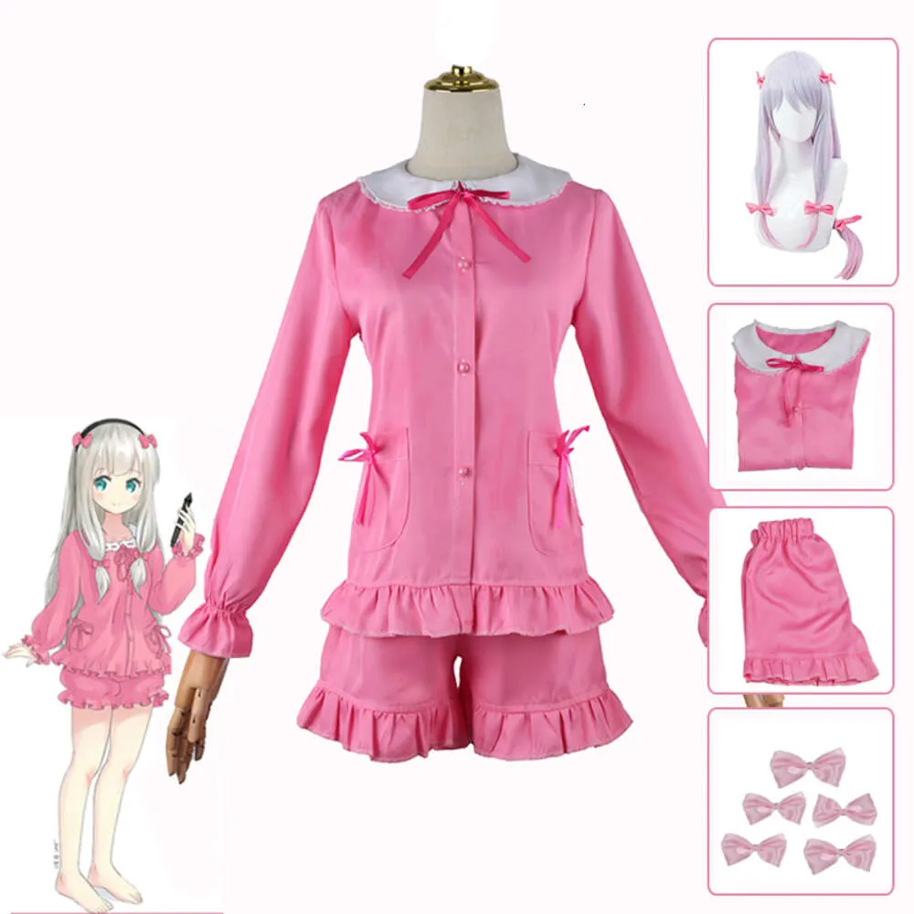 Animecc Eromanga Sensei Izumi Sagiri Costume Wig Pamas Nightgown Strój do snu Zestaw Cosplay Japońsek dla kobiet Cosplay