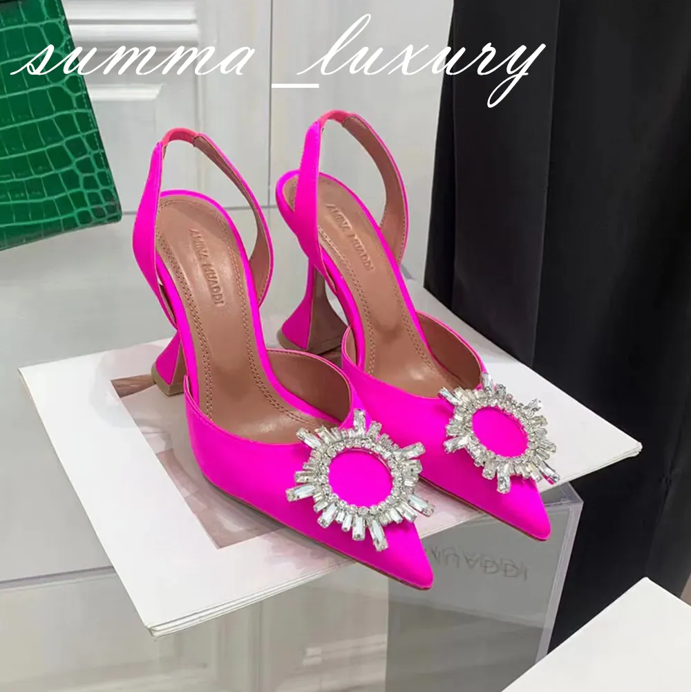 Crystal Embellished Mirror Face Slingback Sandals For Women Designer ...