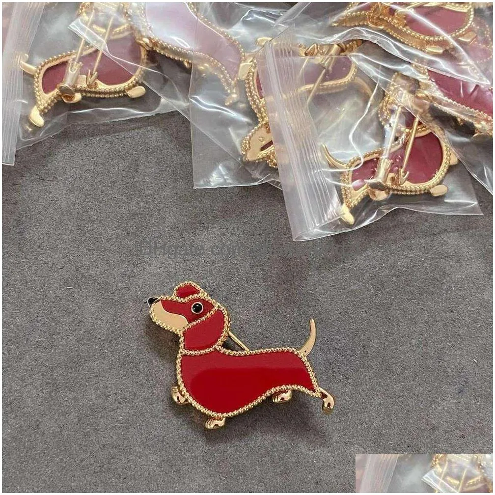 V Gold Plated Mijin Dachshund Animal Breast Needle Lucky Children Series Cnc High Edition Fl And Round Drop Delivery Dhfhz