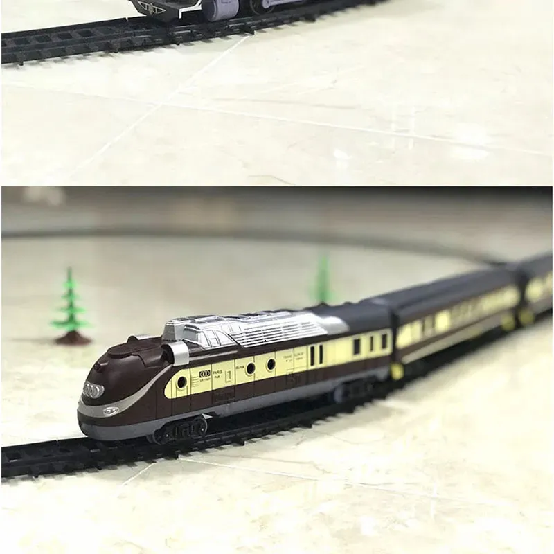 Diecast Model car Electric Train Toy Set Whistle Car Railway Tracks Steam Locomotive Engine Diecast Model Educational Game Boy Toys for Children 231101