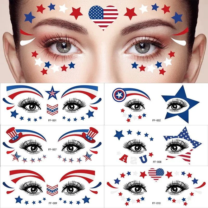 Independence Day Temporary Tattoo Sticker Adult Child Decorations Waterproof Face Tattoo Stickers Memorial Day American Flag