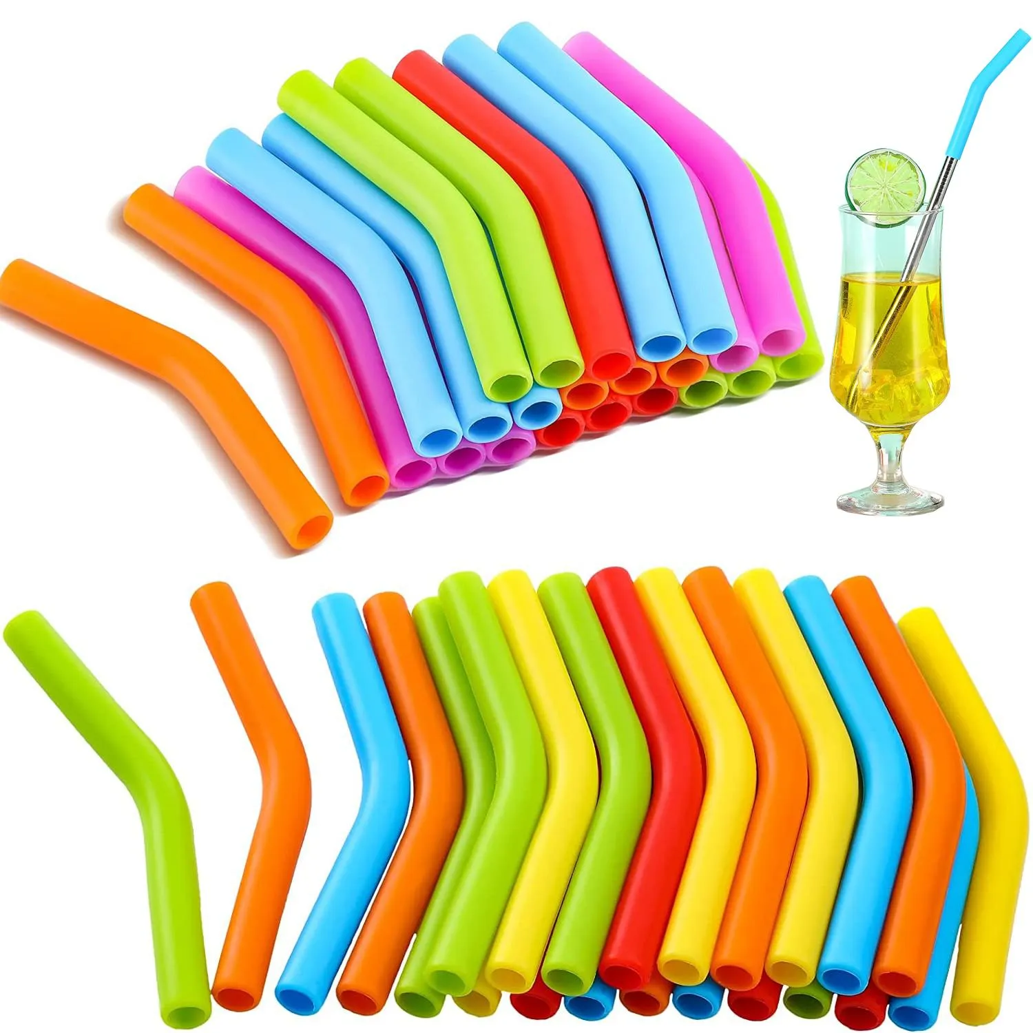 UPS Silicone Straw Elbow Cover Reusable Wide Soft Drink Tip For 6 & 8mm ...