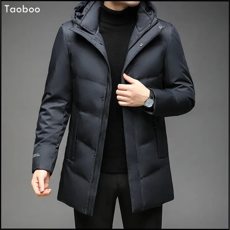 Heren donsparka's Taoboo Anime Winterjas Heren Overjas Dikker warme jas Herenjassen Effen Kleur Hoodies Mannelijke Casual Business Donsjack 231101