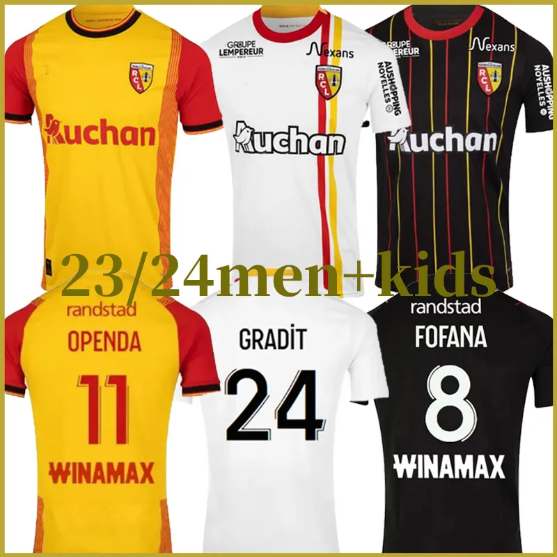 Maillot RC Lens 2023 2024 Soccer Jerseys Home Away Saint-Barbe Special Kids Fans Tredje Away Gold Ses Kakuta Fulgini Diouf Spierings Ganago Sotoca Wahi Football Shirt1