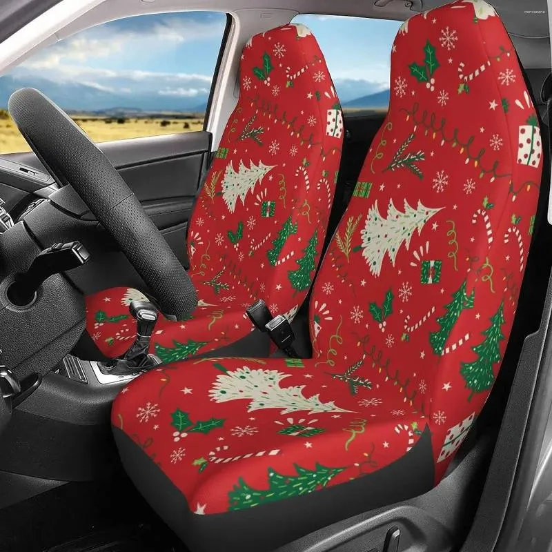 Capas de assento de carro 2pcs árvore de Natal assentos dianteiros universais protetor interior do veículo adequado para a maioria dos automóveis suv