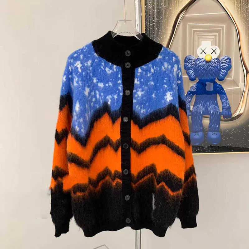 Kobiet Sweters Projektantka Nowa jesień/zima 2023 MOHAIR KNIT SWEAT KARTERA SWEAT Cardigan kontrastujący