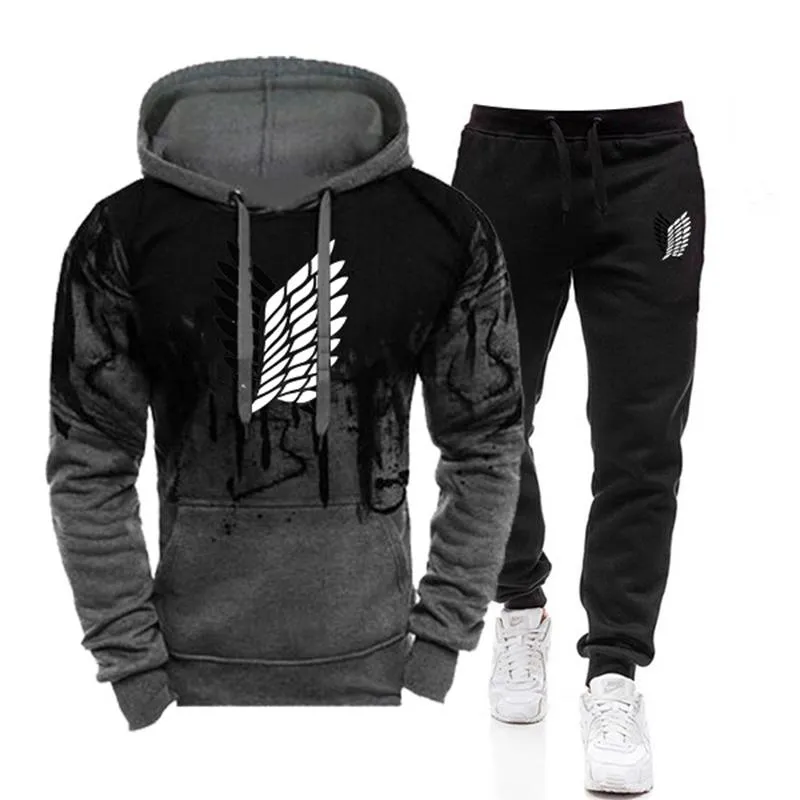 Heren Hoodies Sweatshirts 2023 3D Print Hoodie Pants Twee sets stukken Casual Track Suit Sportswear Gym Brand Kleding Sport