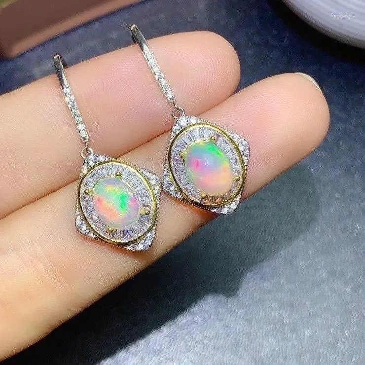 Orecchini pendenti con vera goccia di opale per feste 6 mm 8 mm bianco argento 925 gioielli regalo donna