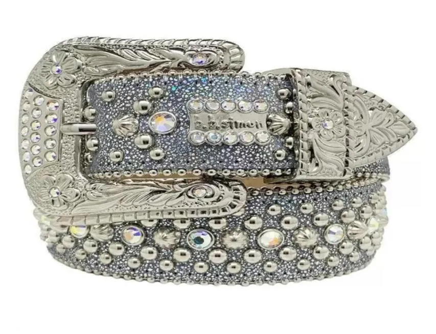 Toppdesignbältet Simon -bälten för män Kvinnor Shiny Diamond Belt Black On Black Blue White Multicolour with Bling Rhinestones As Gift5866648