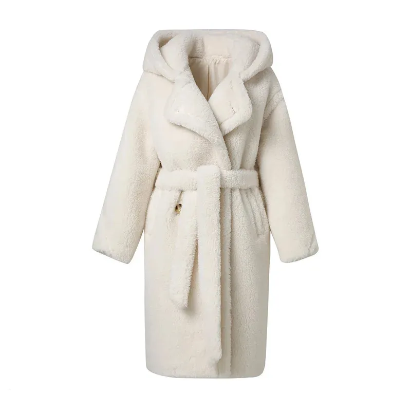 Kurtki damskie Kobiety płaszcz zimowy grube ciepłe misie płaszcze Lady Wool Natural Wool Alpaca Fur Overcoat S5186 231102