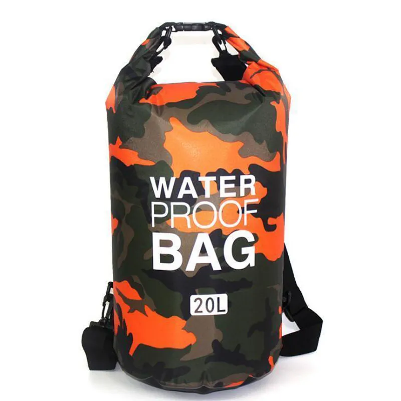 Bolsa impermeable de camuflaje de PVC, paquete seco, bolsa de almacenamiento para natación al aire libre, bolsa de Rafting para hombre, bolsa de senderismo para río a la deriva para kayak, 5-30L