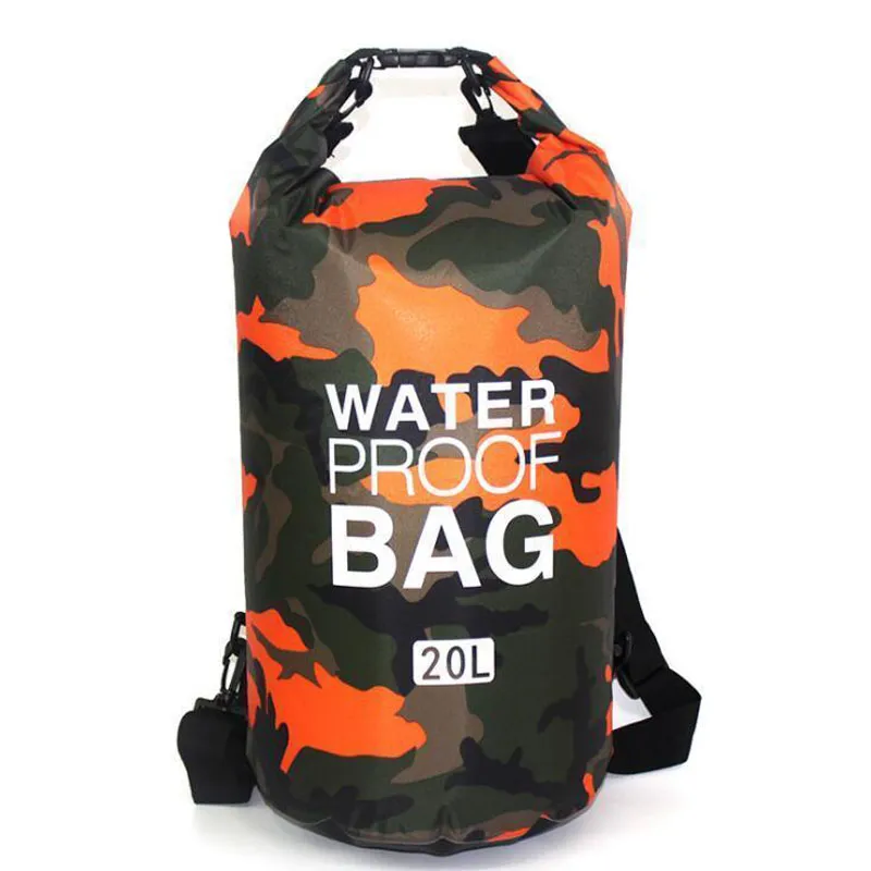 Borsa impermeabile mimetica in PVC Pacchetto asciutto Borsa da nuoto per esterni Borsa da rafting per uomo Kayak alla deriva Borsa da trekking sul fiume 5-30L