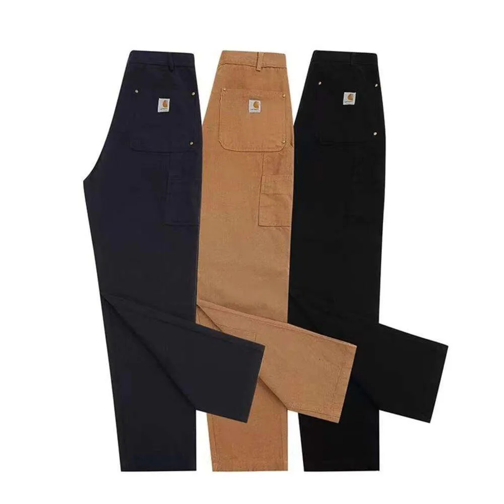 Calças de carga vintage calças de brim das mulheres dos homens calças de grife logotipo carhar calças bordadas resistente ao desgaste calça de lona calças soltas masculinas