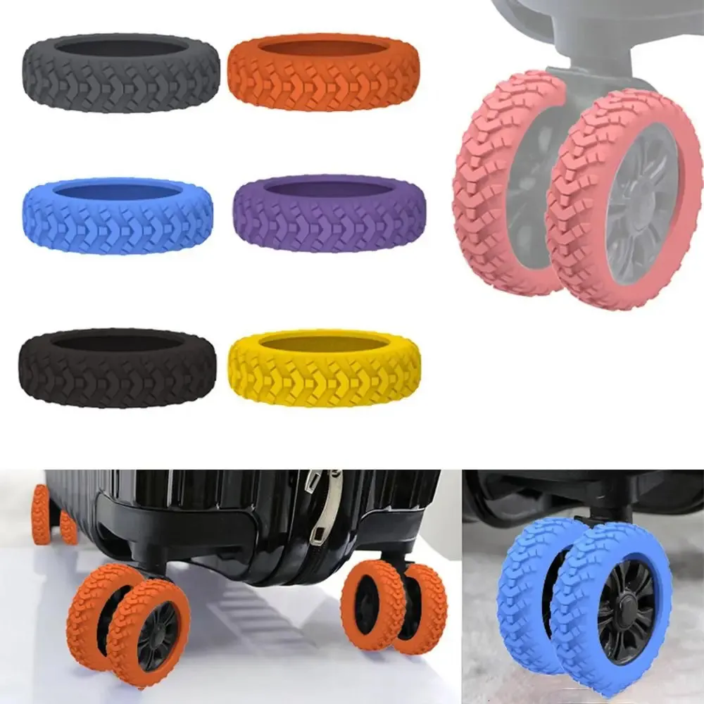 Saco peças acessórios 8pcsset silicone viagem bagagem rodízio sapatos reduzir o desgaste da roda mala eixos trole caixa rodízios capa com som silencioso 231101