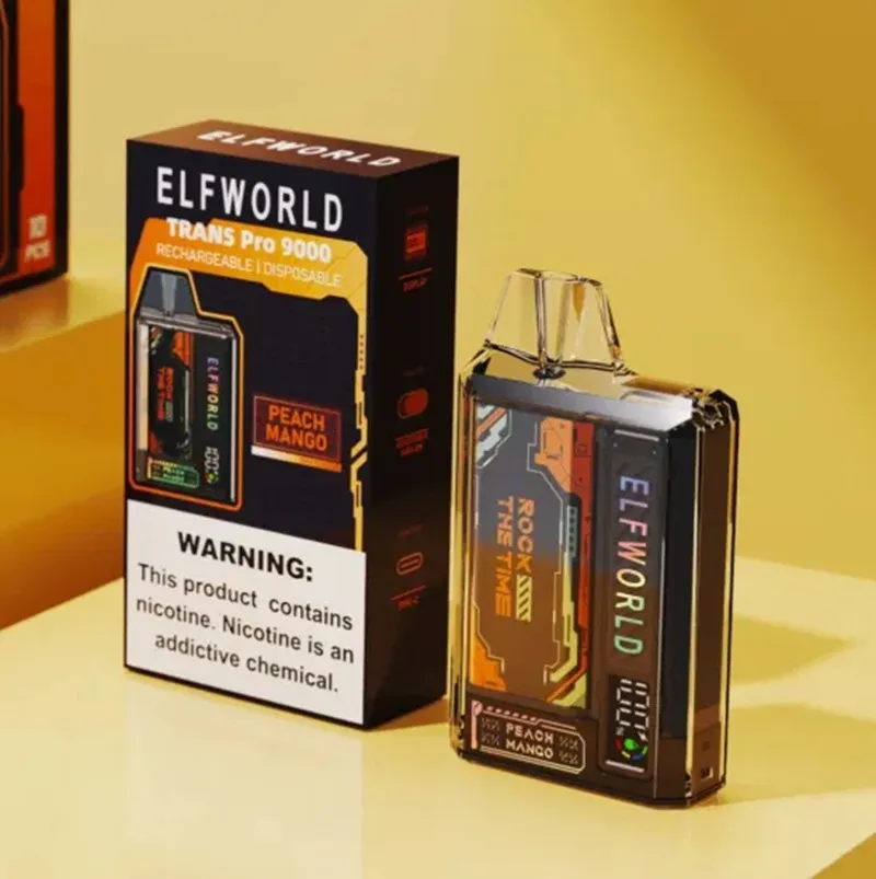 100% original ELF World Trans Pro 9000 Puffs Mesh Coils 9K Puffs Vape jetable 750mAh Stock prérempli 10 saveurs en gros Vaporizador Desechable VS HQD ELF BAR