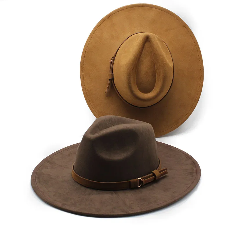 Wide Brim Fedora Hat For Women Suede Peach Heart Top Hat  display picture 1