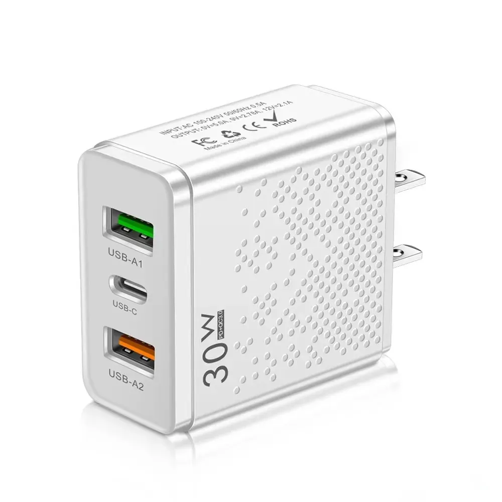 30W PD USB -laddare Snabbladdning QC3.0 Typ C Fast Wall Charger Adapter för Smasung iPhone 15 Xioami EU US UK Plug