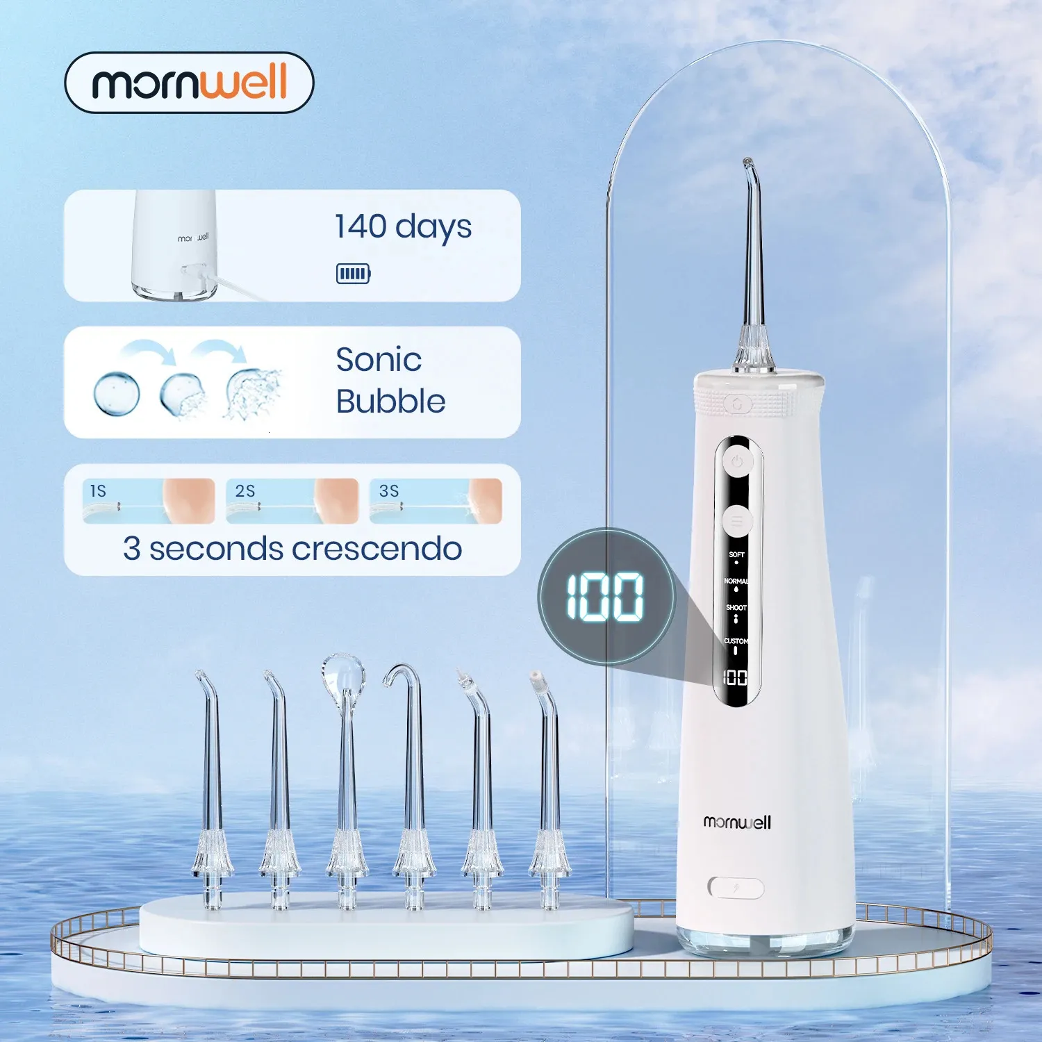 Other Oral Hygiene Mornwell 5032 Oral Irrigator Sonic Water Flosser 270ML Tank Dental Teeth Whitening Home Appliance Teeth Cleaner Dental Water Jet 231101