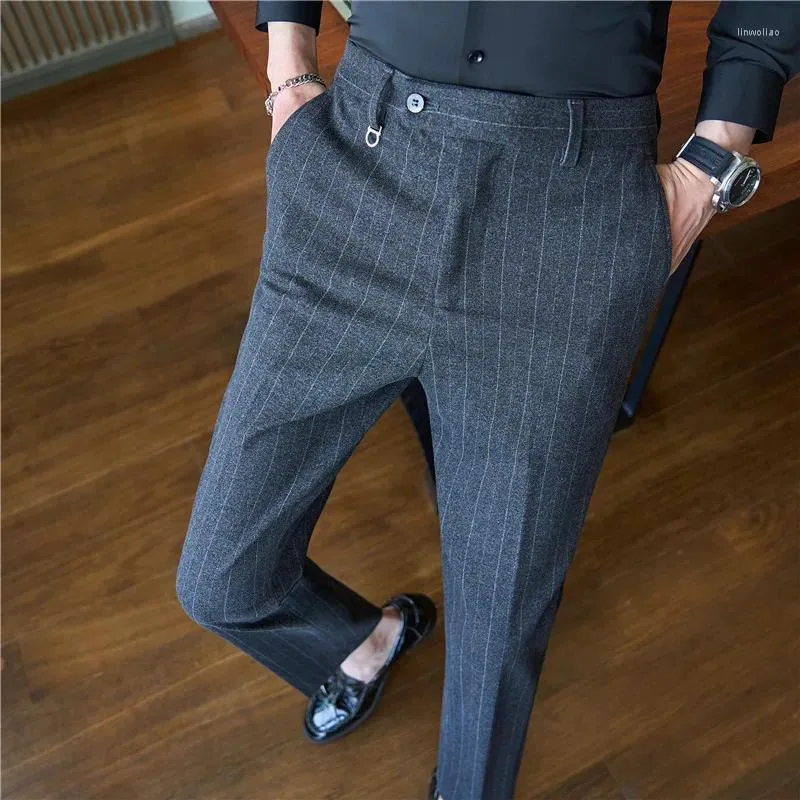 Buy Van Heusen Men Charcoal Grey Striped Ultra Slim Fit Formal Trousers -  Trousers for Men 766786 | Myntra