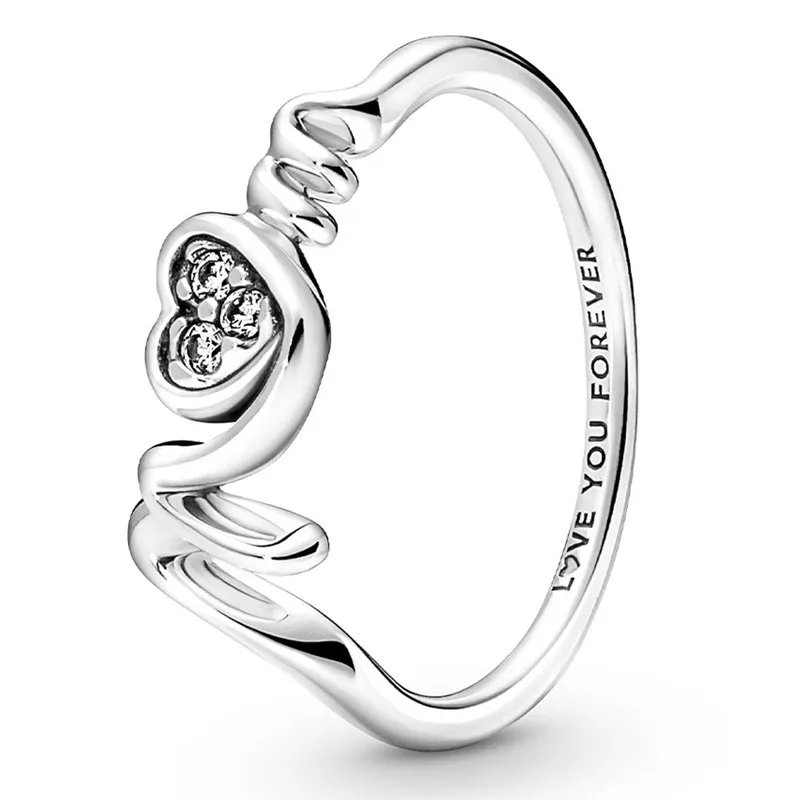 2024 Nouvelle sterling sier ring women fit s ring original coeur coeur couronne de mode rotes rose or pêche fleur ginkgo transparent zircon 186