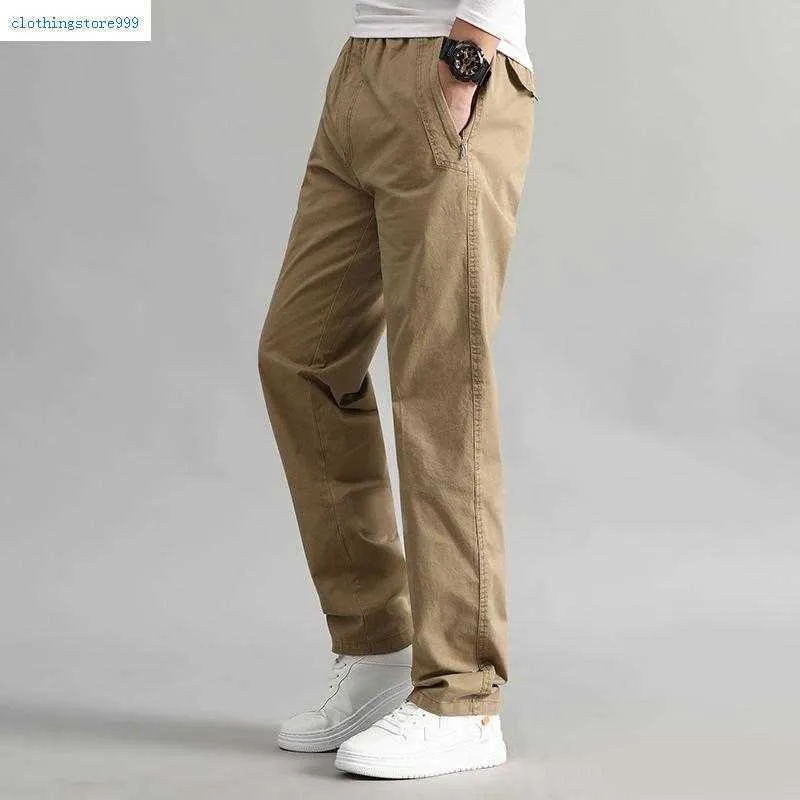 Men's Pants Middle Aged Men Business Straight Trousers 95% Cotton Stretch Elastic Joggers Loose Size 6xl Cargo