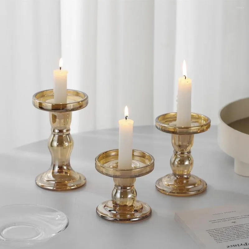 Candle Holders Ins Glass Candlestick Home Decoration Accessories Mariage Table Et Salle Transparent Holder Centerpieces