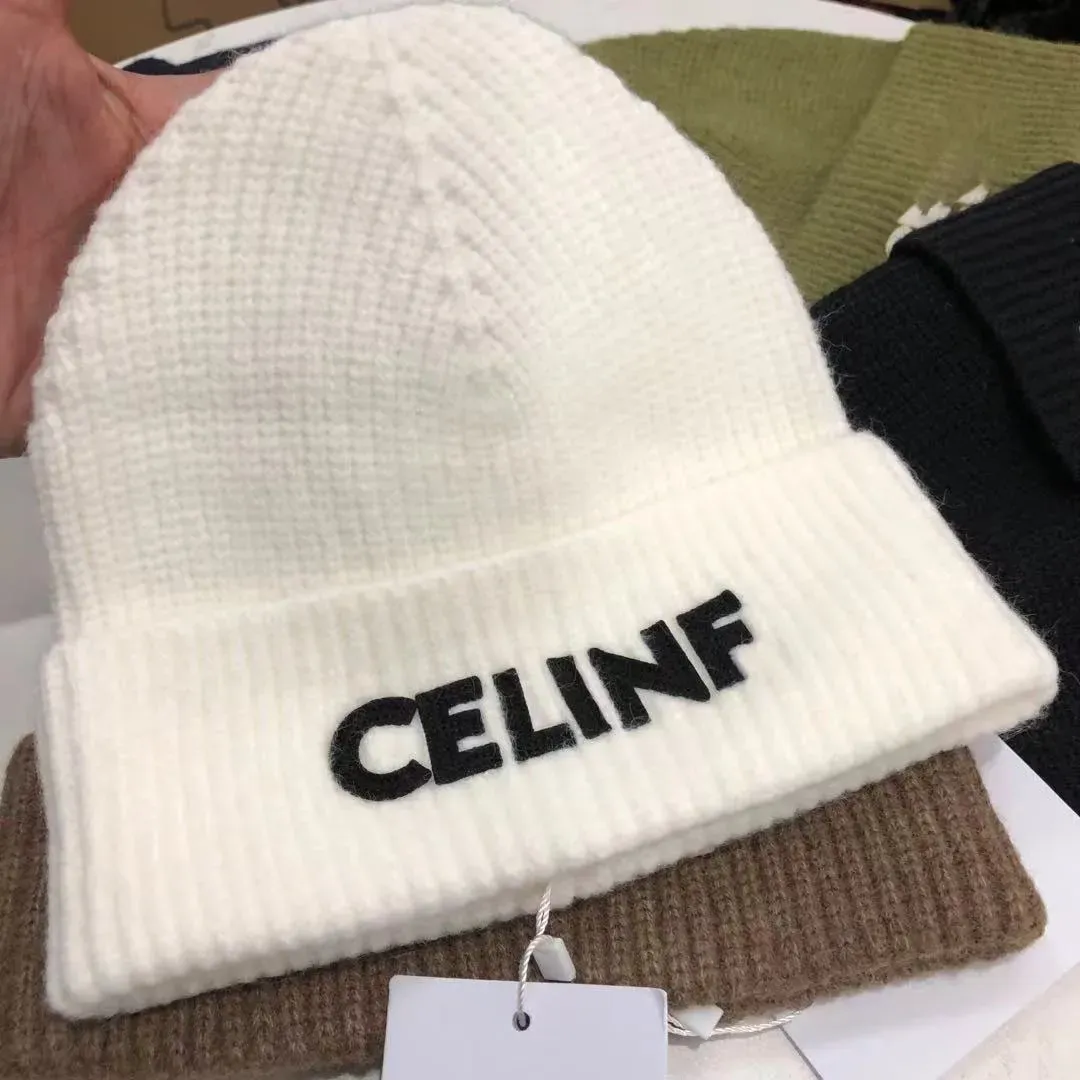 2024 Celinf Autumn/Winter Sticked Hat Big Brand Designer Beanie/Skull Caps Staplad hatt Baotou Logo Letter Ribbed Woolen Hat