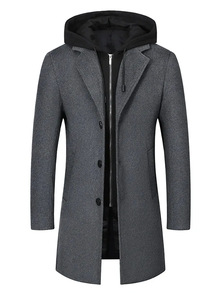 Manteau d'hiver en mélange de laine pour hommes, couleur unie, mode décontractée, Business, mi-long, Trench, surdimensionné, M4XL, 2024, 231102