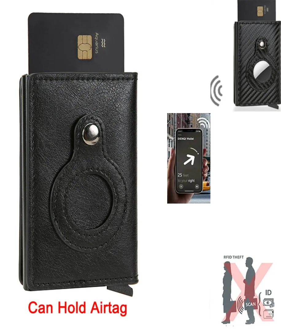 RFID -korthållare män plånböcker pengar väska han svart kort handväska 2022 små läder smala plånbok mini plånböcker för luft tag9541320