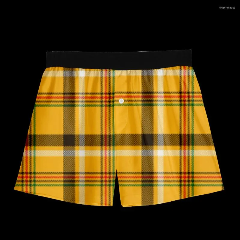 Onderbroek Classic Plaid Men Boxers shorts Casual Style Underwear Polyester Men's Button Slips