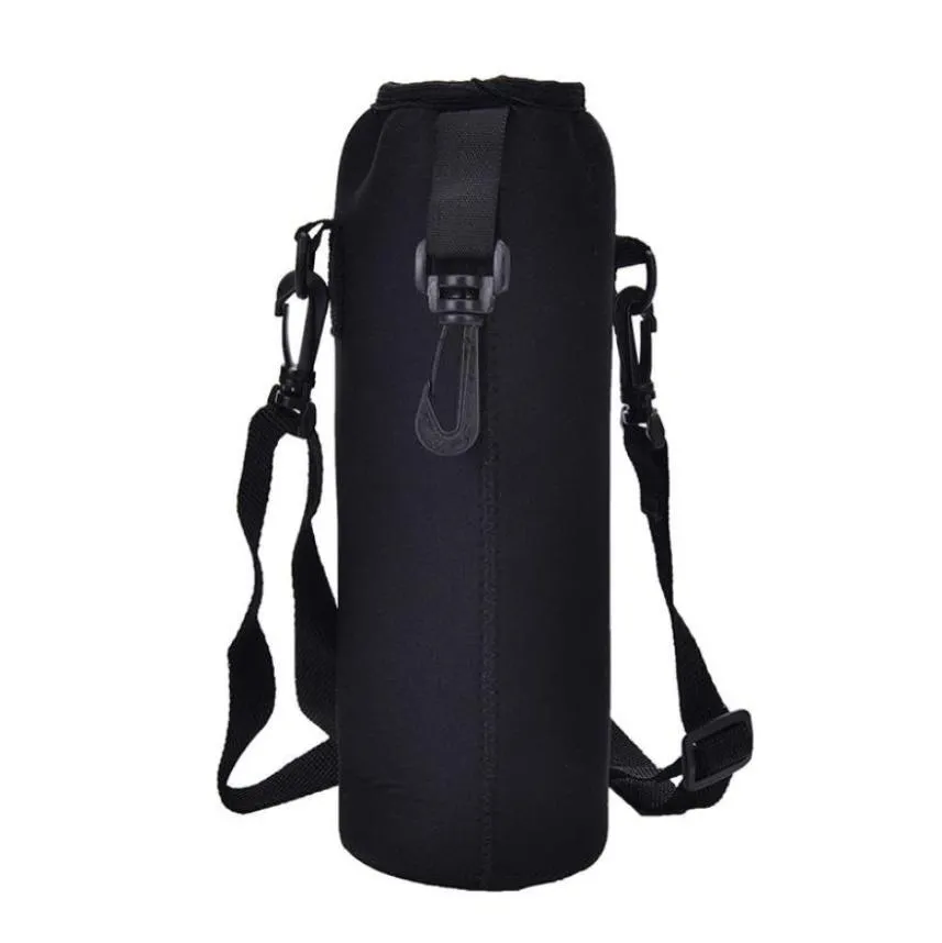 Bottiglie d'acqua Borsa copri bottiglia Custodia WStrap Neoprene Carrier Tracolla isolata BlackWater53413547074746